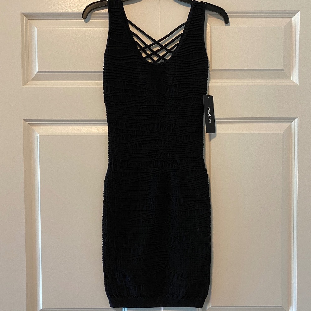 Bebe Textured Scoop Neck Bodycon Dress